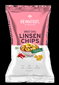 Die Linsen Chips Sweet Chili von Heimatgut sind nur leicht scharf und überzeugen durch ihre pikante Süße.