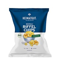 Riffelchips Meersalz von Heimatgut - der Klassiker besteht hier aus nur drei natürlichen Zutaten in Bio-Qualität und ist deswegen besonders lecker.