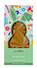 Pistazie Bunny von LA MARA Chocolaterie. Pistazie Bunny von LA MARA Chocolaterie vereint zartschmelzende weiße Schokolade mit einem cremigen Pistazienmark, das für einen nussigen, aromatischen Genuss sorgt.