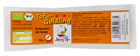 Die Goldlinge von Lord of Tofu sind eine Art veganer Salami-Snack. Mit ihren 40 Gramm passen sie bequem in die kleinste Tasche und sind bei einer Pause schnell zur Hand.