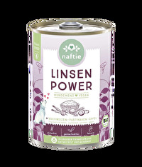 Linsen Power klein von naftie ist wirklich ein ganz vorzügliches veganes Nassfutter! Mit viel Buchweizen, Pastinaken und Äpfeln versehen, wird es Deinem Hund hervorragend munden.