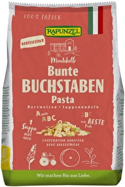 Die bunten Buchstaben Suppennudeln von Rapunzel bringen Abwechslung auf den Teller.