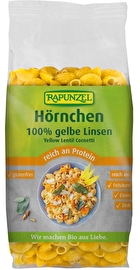 Die Gelbe Linsen Hörnchen von Rapunzel sind reich an Folsäure, Zink und Eisen.