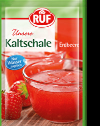 Besonders an heißen Tagen empfehlen wir die Kaltschale Erdbeere von RUF! Einfach mit einem halben Liter Wasser verrühren und fertig ist die leckere und kühlenden Mahlzeit! Schneller kommst Du nicht zum Essen!