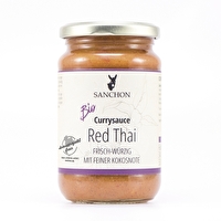 Das Red Thai ist eines der beliebtesten Currygerichte in Thailand und mit der fertigen Red Thai Currysauce von Sanchon kannst du das jetzt auch zu Hause und vegan genießen.