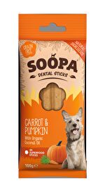Die Kauknochen Dental Sticks Carrot & Pumpkin von Soopa sind ein perfektes Leckerlie für Deinen Hund. In dem Pack sind 4 kleine Kausticks mit Karotten und Kürbis enthalten. Jetzt günstig bei kokku im veganen Onlineshop bestellen!