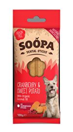 Die Kausticks Dental Sticks Cranberry & Sweet Potato von Soopa versüßen Deinem Hund garantiert den Tag! Die 4 leckeren Sticks kommen mit Cranberry und Süßkartoffeln daher - sehr lecker und bekömmlich! Jetzt günstig bei kokku im Veganshop bestellen!
