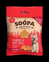 Die Healthy Bites Cranberry & Sweet Potato von Soopa sind ideal, wenn Du deinen Hund gesund belohnen willst! Cranberries enthalten jede Menge Antioxidantien, die die Zahngesundheit und das Immunsystem Deines Hundes fördern.