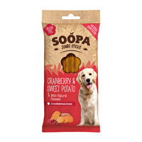 Die Jumbo Sticks Cranberry & Sweet Potato von Soopa sind vollgepackt mit hochwertigen Zutaten und versorgen deinen Hund dank der Cranberries mit Antioxidantien, Ballaststoffen und Vitamin C.