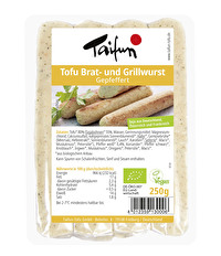 Die köstliche Tofu Brat- und Grillwurst Gepfeffert von Taifun lässt dich beim Grillen nicht im Stich.