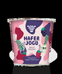 Die ganze Vielfalt der Waldfrüchte mit heimischen Hafer vereint The Vegan Cow in ihrem Haferjogu Waldfrucht.