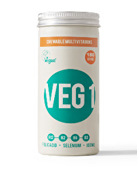 Veg 1 Orange 180 Stück von The Vegan Society mit Orangengeschmack ist die optimale Nahrungsergänzung für Veganer - B12 inklusive! Der Großpack reicht bei Erwachsenen für ein halbes Jahr!