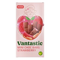 Die Mini Choc Bars Strawberry von Vantastic sind ein Traum aus weißer Erdbeer-Mandelgrießfüllung, eingehüllt in knackiger, dunkler Ummantelung mit verführerischem Kakaoaroma.