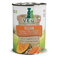 Mit dem Ergänzungsfutter für Hunde mit Kürbis, Karotten und Kichererbsen von V.E.G. versorgst du deinen Hund mit bestem Futter aus hochwertigen Zutaten.
