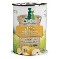 Das Ergänzungsfutter für Hunde und Katzen mit Kartoffeln, Apfel und Bohnen von V.E.G. erhältst du hier in praktischer 400g Dose.