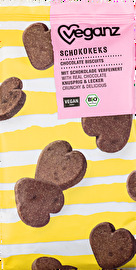 Die Schokokekse von Veganz sind keine einfachen Kakaokekse, sondern zusätzlich mit Schokolade verfeinert und dadurch besonders schokoladig.