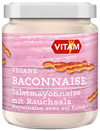 VITAM Baconnaise ist eine cremige, vegane Alternative zu Bacon-Mayo – auf Basis von fein-cremigem Sonnenblumenprotein.