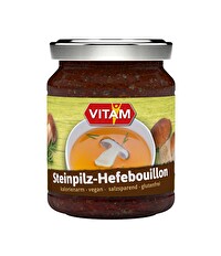 Die Steinpilz-Hefebrühe von VITAM eignet sich hervorragend zum Zubereiten von Cremesuppen oder Saucen. Auch an Kartoffeln, Risotto und Trockensoja macht sie sich sehr gut!
