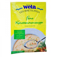 Mit der Feinen Gourmet Karottencremesuppe von Wela kannst Du Dir jederzeit in wenigen Minuten eine wohltuende, cremige vegane Gemüsesuppe zubereiten.