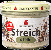 Pfeffer darf in keinem Gericht fehlen! Mit dem 4-Pfeffer Streich von Zwergenwiese gibt es endlich einen veganen Aufstrich der sich diesem unersetzbaren Gewürz gewidmet hat.