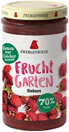 Der Zwergenwiese Frucht-Aufstrich Himbeere eignet sich nicht nur klassisch fürs Brot sondern auch ideal als Nachtisch zu Grießpudding, Eiscreme oder Kuchenfüllung.