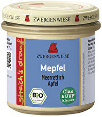 Mepfel - Meerrettich-Apfel-Brotaufstrich von Zwergenwiese weckt Erinnerungen an den guten Apfelmeerrettich und ist universell einsetzbar. Köstlich und günstig im kokku Vegan-Shop!
