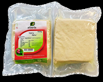 Tofu Natur von alberts ist ein nach traditionellem Verfahren hergestellter Basis-Tofu.