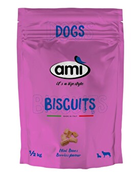 Die Biscuits Beeren vom AMI verwöhnen Deinen geliebten Vierbeiner mit dem leckeren Aroma von Waldbeeren, und das bei jedem Bissen.