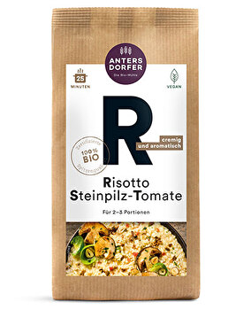 Das Steinpilz Tomate Risotto von der Antersdorfer Mühle ist ein Highlight für Alle, die Risotto lieben.