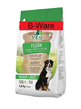 Das Komplettfutter für ausgewachsene Hunde von V.E.G. ist ein Futter mit Zutaten pflanzlichen Ursprungs.