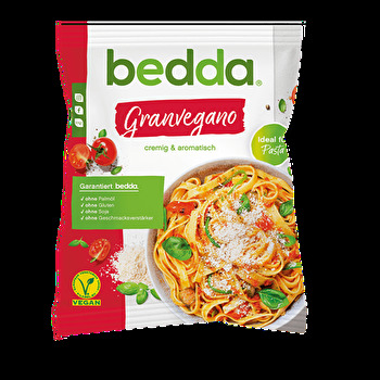Der Granvegano von Bedda - eine vollmundige vegane Streukäsealternative auf Kokosölbasis.
