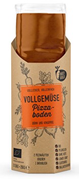 Der orange-rötliche Bio Vollgemüse Pizzaboden von Beetgold ist dein neuer Lieblings-Fertigpizzaboden.