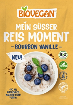Mit dem süßen Reismoment - Bourbon Vanille von Biovegan kannst du dir in kürzester Zeit ein köstliches Dessert mit intensivem Vanille Geschmack zaubern.