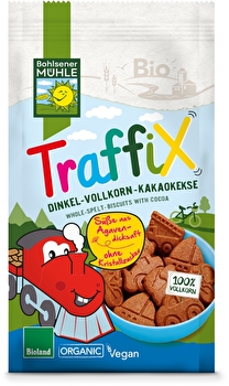 Volle Fahrt voraus! Mit den Bohlsener Mühle Dinkel-Vollkorn-Kakaokeksen °TraffiX° startet eine knusprige Keksreise, auf der wir mit der natürlichen Süße aus Agavendicksaft, wertvollem Dinkel und vielen lustigen Keksmotiven fahren, segeln, baggern und rollen.