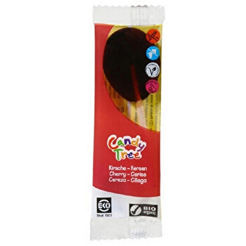 Der lecker-süße Kirsch-Lutscher von Candy Tree besteht aus Maisstärke und dem Fruchtdicksaft der Kirsche und geht somit schon fast als gesund durch!