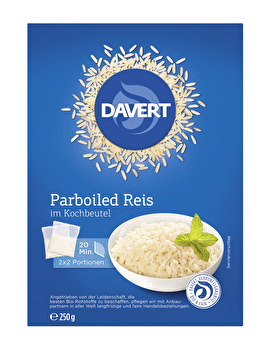 Der Parboiled Reis im Kochbeutel von Davert ist eine besonders lockere, leicht gelbe Reissorte, die durch Veredelung ihren charakteristischen Geschmack erhält.