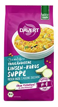Zum träumen: die Thailändische Linsen-Kokos-Suppe von Davert lädt dich mit dieser Trockenmischung & ihren besonders traditionellen Gewürzen zum träumen ein.