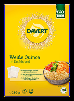 Der weiße Quinoa von Davert in höchster Bio-Qualität bietet einen leichten Biss und einen feinen, getreidigen Geschmack.