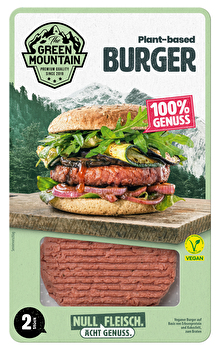 Der vegane Burger von Green Mountain auf Seitanbasis - ein leckeres Burgerpattie, das Du Dir einfach in der Pfanne anbraten kannst.
