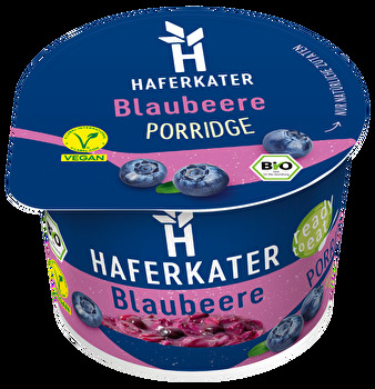 Das Blaubeer Porridge von Haferkater begleitet dich ab sofort zuverlässig durch den Sommer und versüßt dir jeden stressigen Tag, ganz ohne Zuckerzusatz.