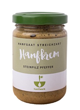 Die Hanfkrem Steinpilz Pfeffer von hanfwerk ist streichzart, cremig und unschlagbar aromatisch.