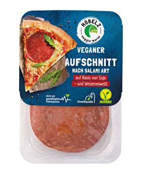 Der Hobelz Aufschnitt nach Salami Art weiß zu überzeugen - und das ohne gentechnisch verändertes Soja, ohne Konservierungsstoffe, cholesterinfrei und rein pflanzlich.