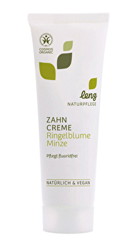 Die Zahncreme OHNE Fluorid Ringelblume Minze von Lenz Naturpflege entfernt Plaque schonend bei regelmäßiger Anwendung.