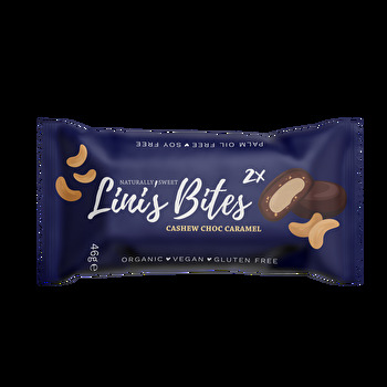 Was entsteht wenn zartschmelzende Cashew-Kokos-Creme auf vollmundige Schokolade und weichen Keks trifft? In diesem Fall sind es die grandiosen Cashew Choc Caramel Pralinis von Lini's Bites.