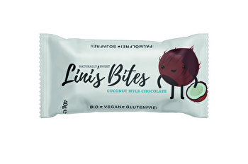 Der Coconut Mylk Chocolate Riegel von Lini's Bites ist natürlich süß, aus Zutaten in Bio-Qualität und super lecker.