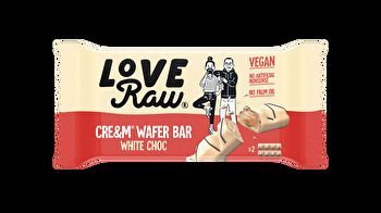 Der Cre&m Wafer Bar White Choc von LoveRaw ist eine Offenbarung für alle Fans von weißer Schokolade.
