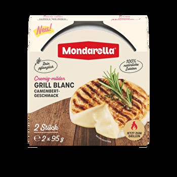 Dank Mondarella ist die cremig-milde Camembert-Alternative jetzt auch als Grill Blanc erhältlich.