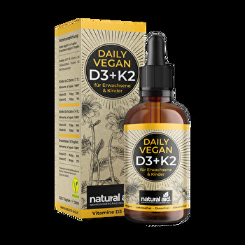 Die veganen D3+K2 Tropfen von natural aid können bei entsprechender Dosierung mit 500-1000 IE für Erwachsene als auch Kinder und in der Schwangerschaft angewendet werden.