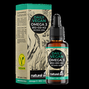 Mit den Daily Vegan Omega3 Tropfen von natural aid füllst Du Deinen Omega-3 Speicher wieder auf.