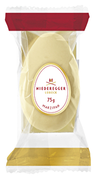 Saftiges Weißes Marzipan-Ei von Niederegger – purer Marzipangenuss, ganz ohne Schokolade. Perfekt für Liebhaber des klassischen Geschmacks!